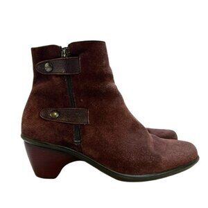 DANSKO Wine Suede Heeled Ankle Boot Sz 41
